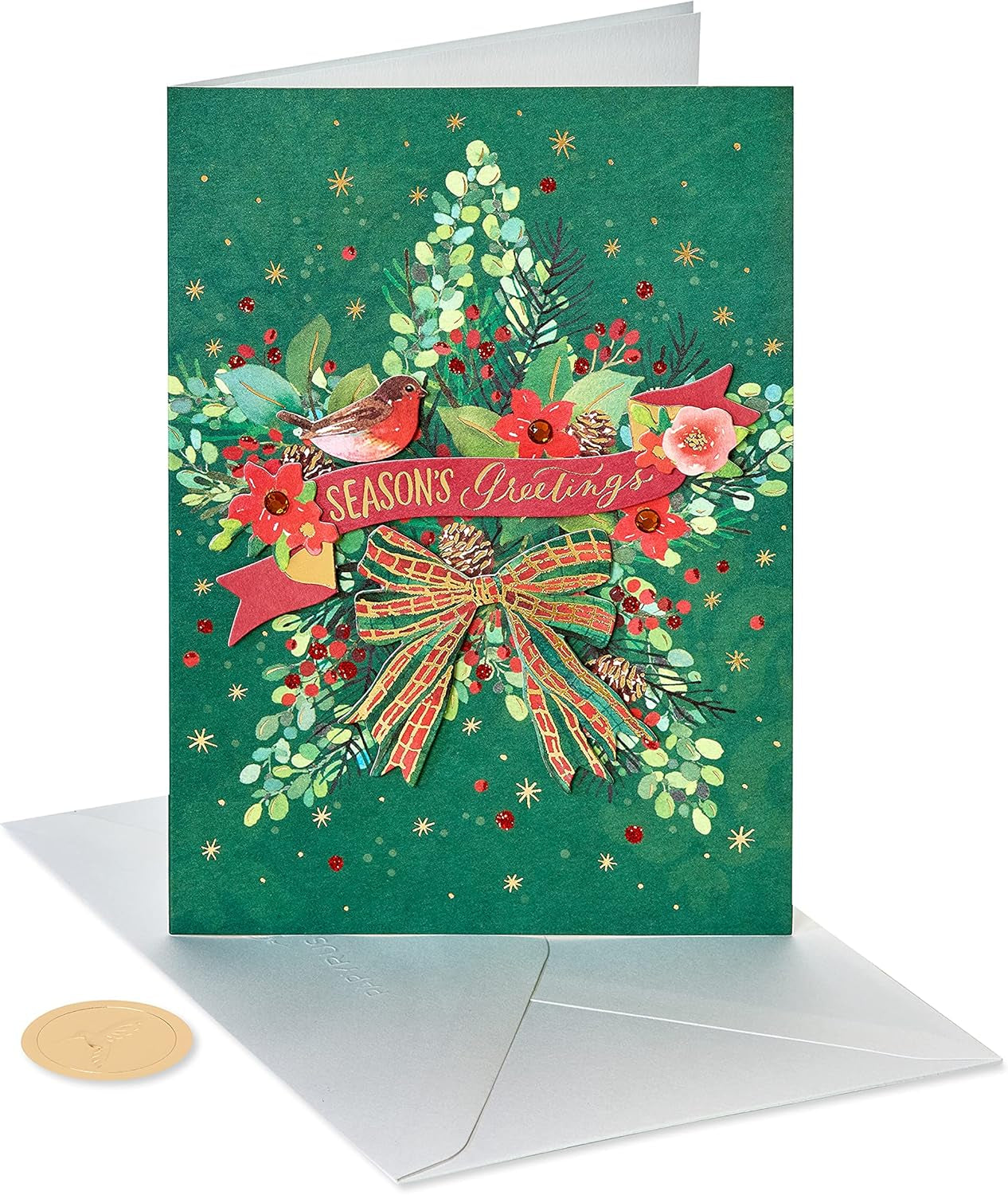 Boxed Christmas Cards with Envelopes, Joyful Holiday, Traditional Wreath (8-Count)