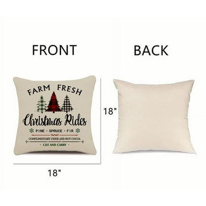 Christmas Pillow Covers 18 X 18 Inch Decorations Farmhouse Indoor Christmas Tree Decorativethrow Pillow Cases (4 Count)