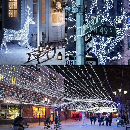 33Ft 410 LED Christmas String Lights White Fairy Lights Led Icicle Christmas Lights Plug-In for Christmas, Holiday, Wedding (Cool White)