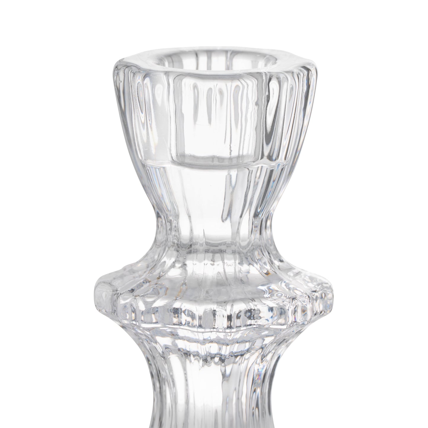 8” Decorative Clear Glass Taper Candle Holder, Large
