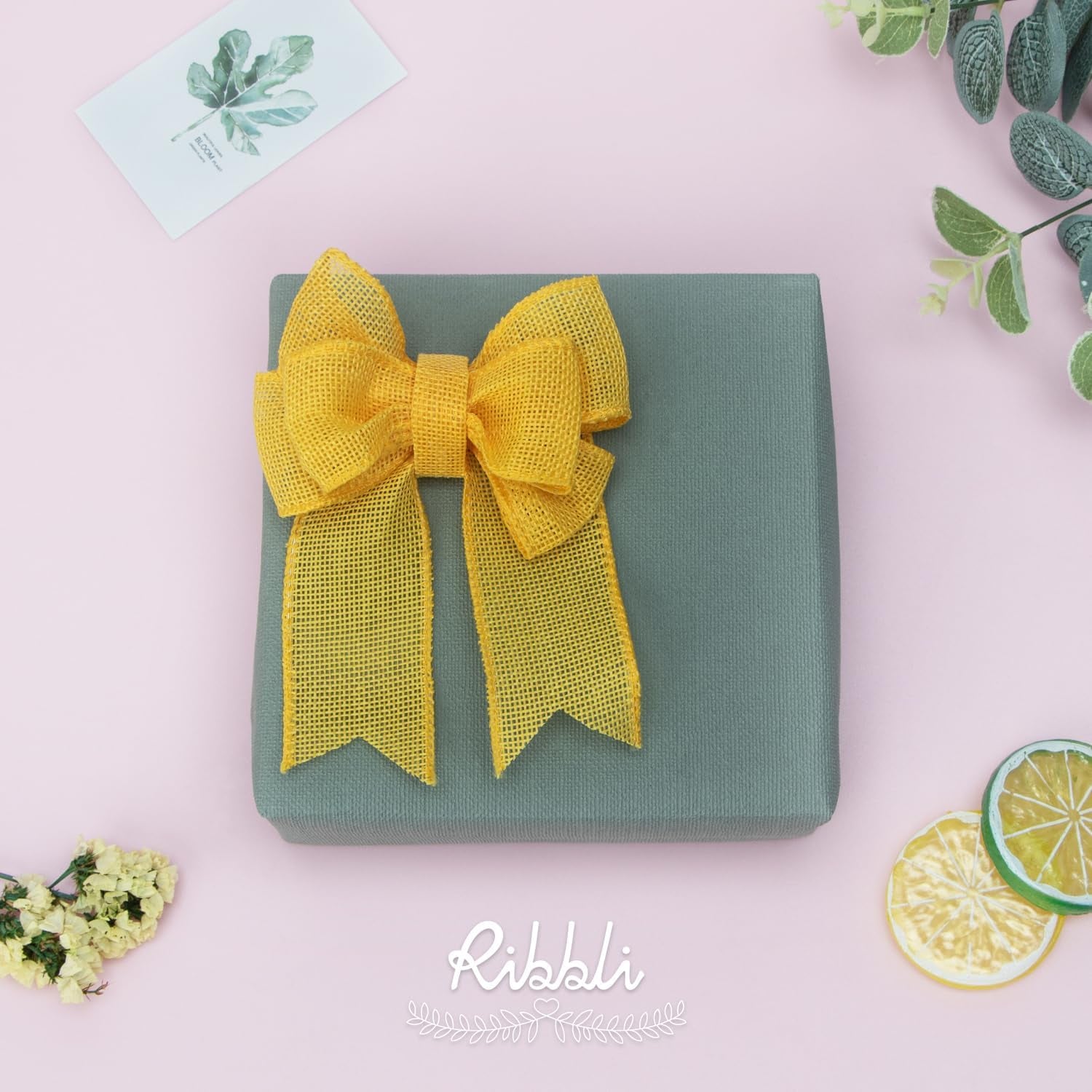 Yellow Burlap Wired Ribbon,1-1/2 Inch X 10 Yard, Wired Edge Ribbon for Big Bow,Wreath,Tree Decoration,Outdoor Decoration