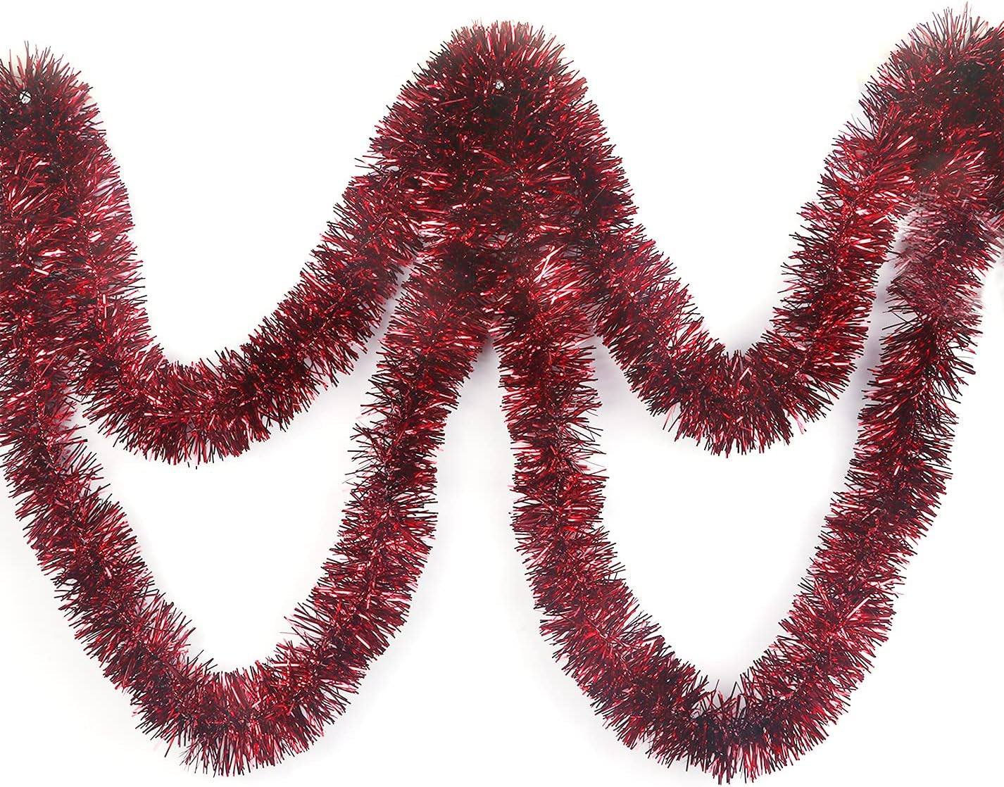 10 Yards (30 Feet) Commercial Length Thick Foil Tinsel Christmas Garland Classic Christmas Decorations (Burgundy)