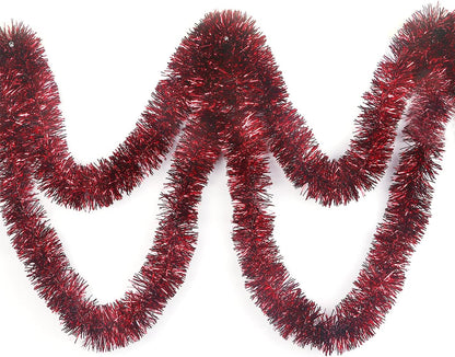 10 Yards (30 Feet) Commercial Length Thick Foil Tinsel Christmas Garland Classic Christmas Decorations (Burgundy)