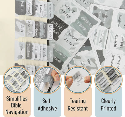 - Bible Tabs, 75 Tabs, Gray Theme, Laminated Bible Tabs for Women and Men