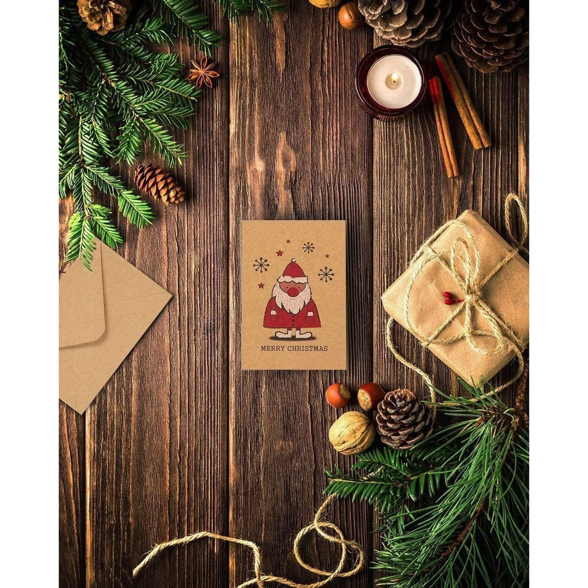 36 Pack Kraft Cute Christmas Greeting Cards with Envelopes, 4X6 Bulk Holiday Cards for Xmas Winter Holiday Season, 6 Red White Festive Designs