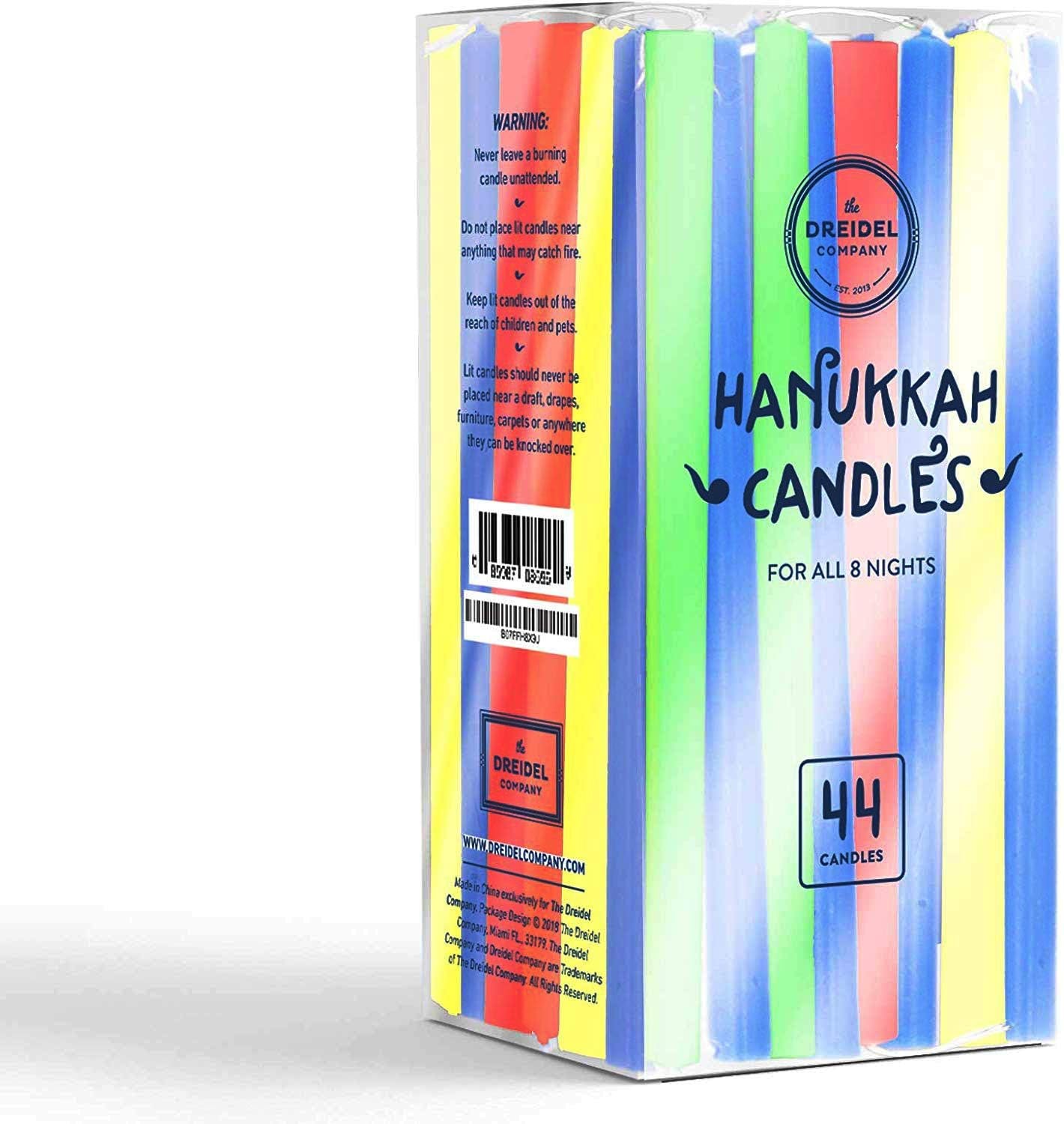 Menorah Candles Chanukah Candles 44 Tall Colorful Hanukkah Candles for All 8 Nights of Chanukah (Tall Multicolor Candles, Single)