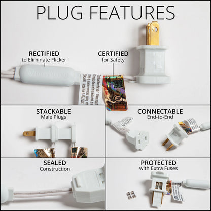 7Ft Cool White LED Snowflake Icicle Christmas Lights White Wire Holiday Light Decor