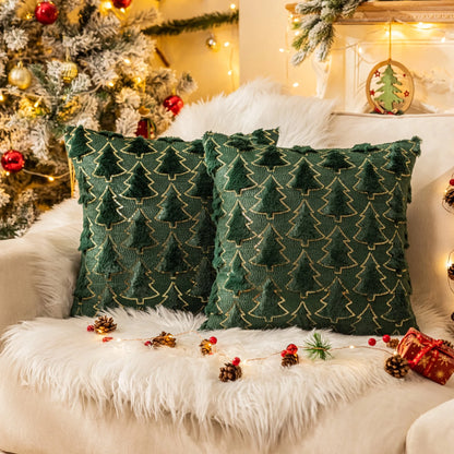 Christmas Tree Throw Pillow Covers, Soft Faux Fur Sequins Throw Pillows for Couch Sofa Bed Room Cushion Covers Holiday Decorations