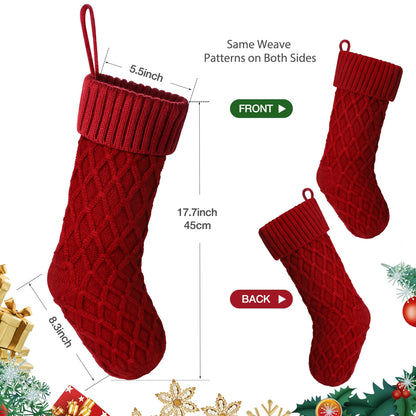 6Pcs Christmas Stockings, Large Xmas Stockings Double-Sided 18 Inches Fireplace Stockings for Family Christmas Decorations (Red,White)