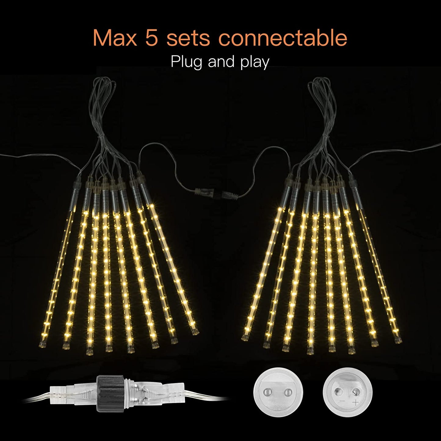 Meteor Shower Rain Lights, 19Ft 8 Tube 192 Leds Christmas Lights Icicles, Icicle Lights Outdoor for Christmas Trees, Christmas Decoration Lights for Patio Garden Lawn Outdoor Christmas Lights