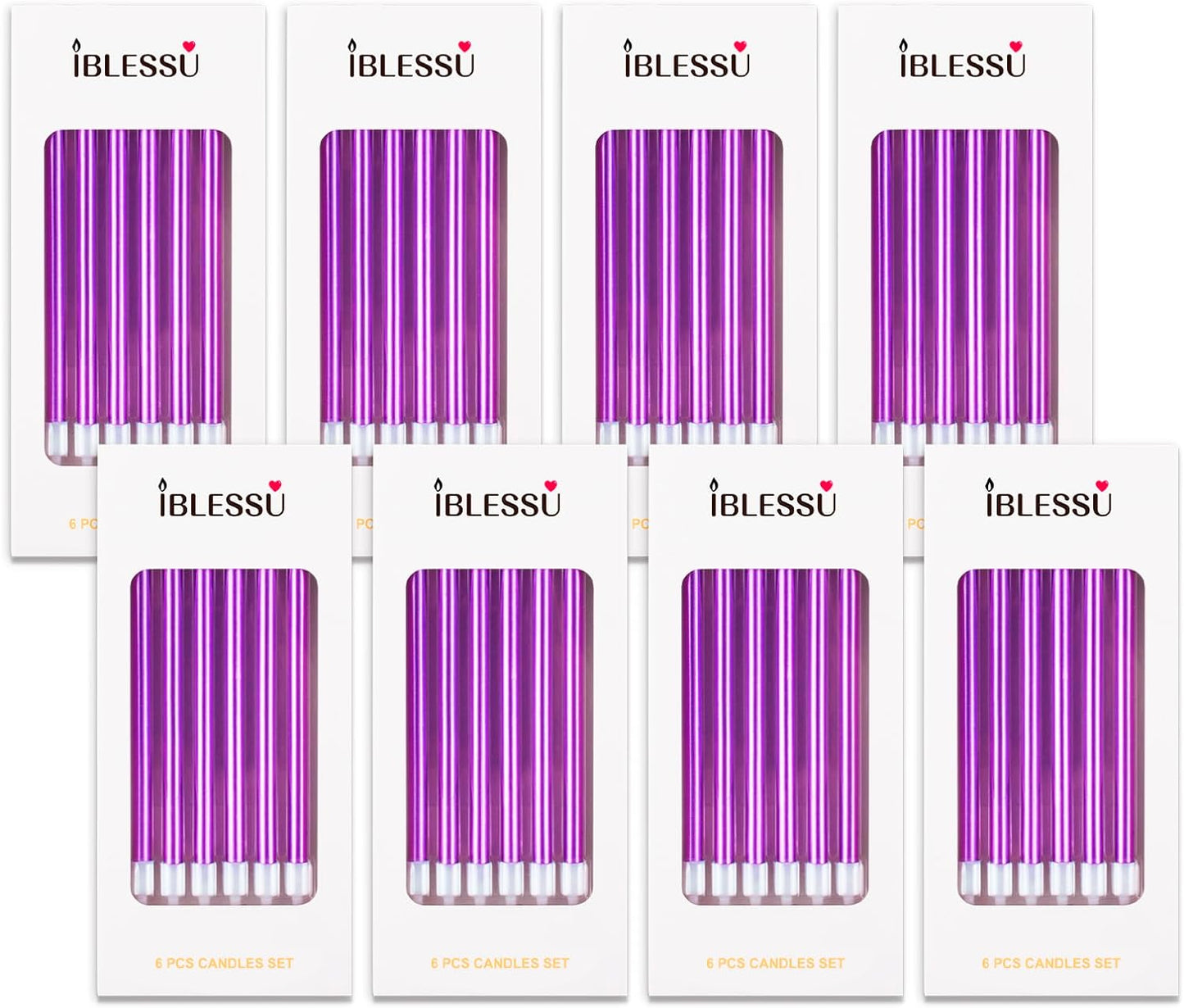 48 - Count Birthday Candles Long Thin Cake Candles - Birthday Candles, Birthday Parties, Wedding Decorations, Party Candles (Purple)