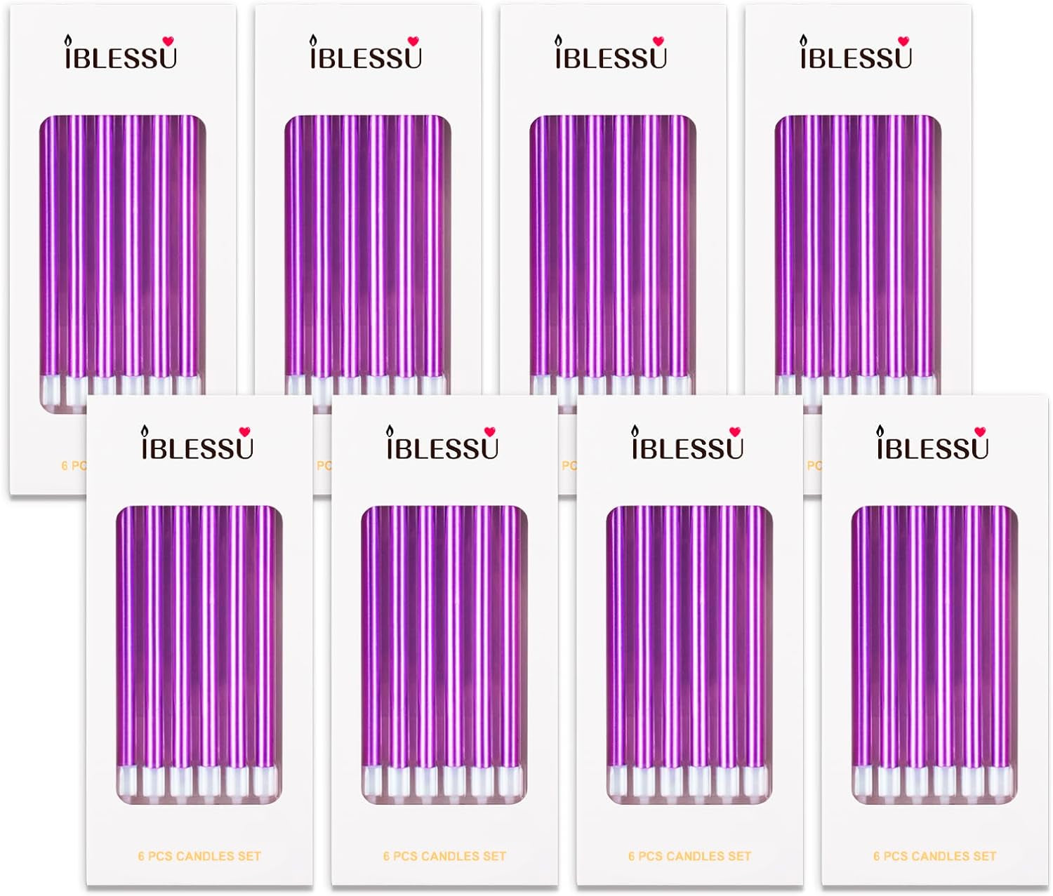 48 - Count Birthday Candles Long Thin Cake Candles - Birthday Candles, Birthday Parties, Wedding Decorations, Party Candles (Purple)