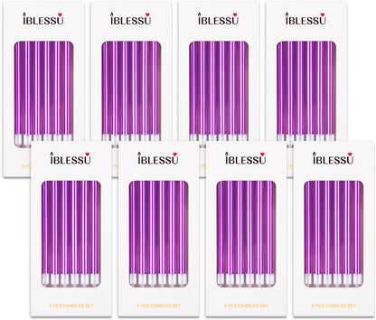 48 - Count Birthday Candles Long Thin Cake Candles - Birthday Candles, Birthday Parties, Wedding Decorations, Party Candles (Purple)