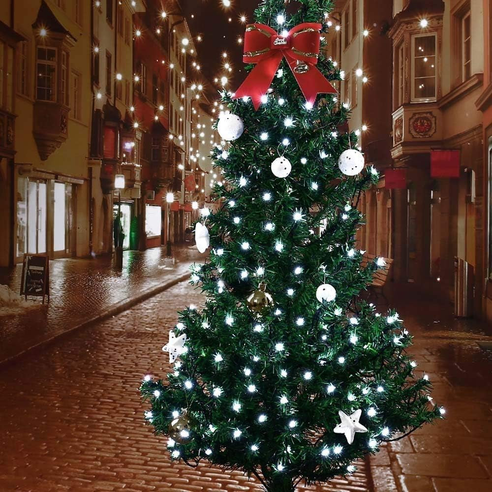 Battery Christmas Lights, 33Ft 100LED Fairy Lights Battery Operated Timer 8 Modes Waterproof for Outdoor Home Garden Party Holiday Christmas Trees Decoration (White)