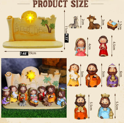 4.3 Inch Nativity Resin Knick-Knack Set of 11