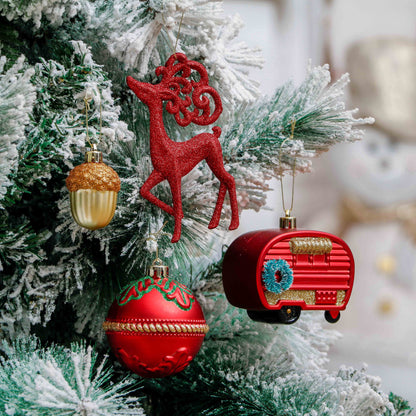 60Ct Christmas Ornaments, Red Green Gold Shatterproof Ornaments for Xmas Party Decor