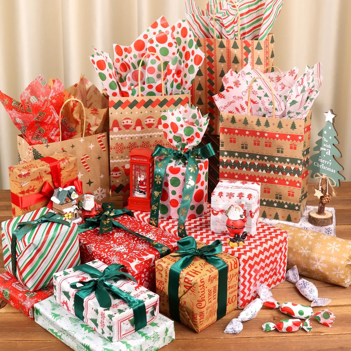 150Pcs Christmas Tissue Paper Sheets Christmas Wrapping Paper Xmas Tissue Paper for Gift Bags Gift Wrap