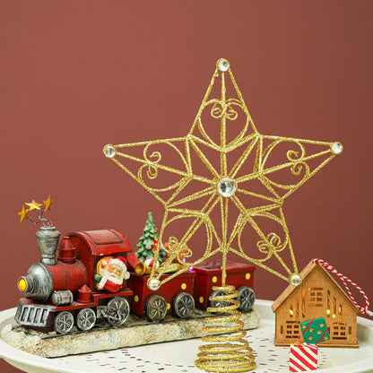 Christmas Tree Topper Gold Star Treetop Indoor Festive Metal Decoration for Holiday Home Ornament