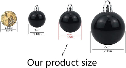 Christmas Shatterproof Tree Decoration Ball Ornaments for Holiday, Wedding, Party - 1.6" (4Cm) 36-Piece Set (Black)
