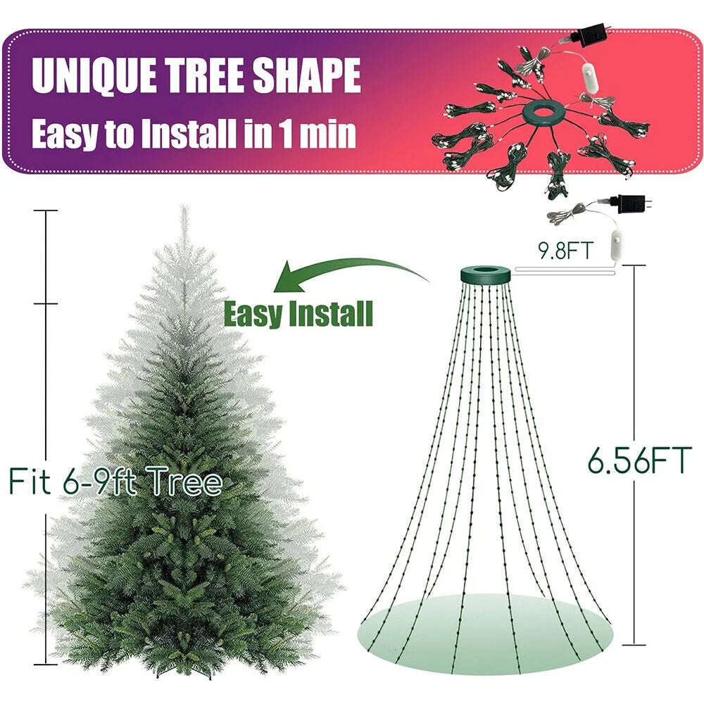 200 LED Christmas Tree Lights with Smart APP & Remote Control Waterfall String Fairy Lights Outdoor Waterproof Party Decor
