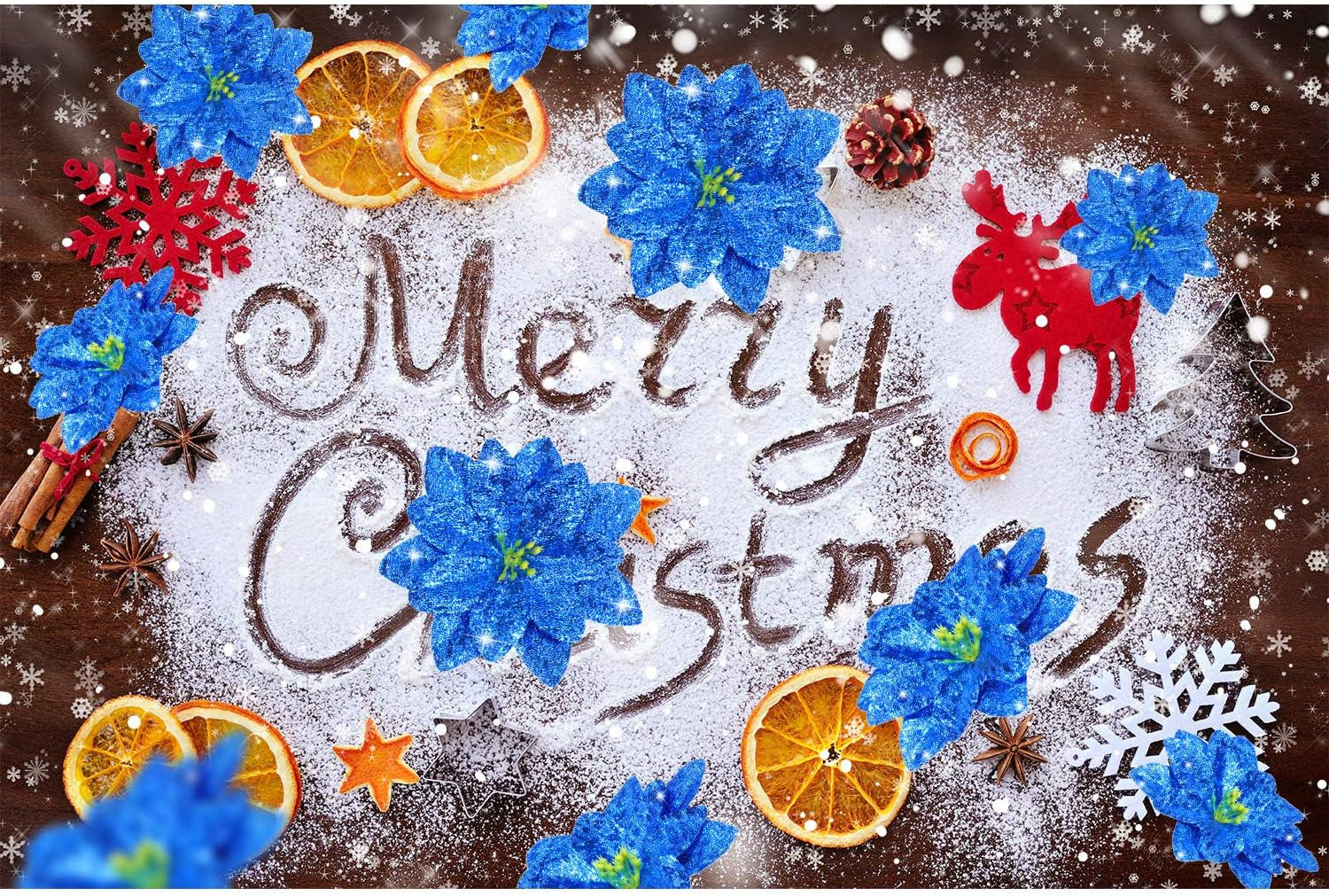 24 Pieces 3 Size Christmas Glitter Poinsettia Flowers Wedding Faux Flowers Christmas Ornaments for Christmas Tree New Year Home Outdoor Decoration, 3/4/6 Inches