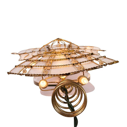 Kurt Adler UL3113 10-Light Capiz Angel Treetop with Vines and Pearls, 9.75-Inch