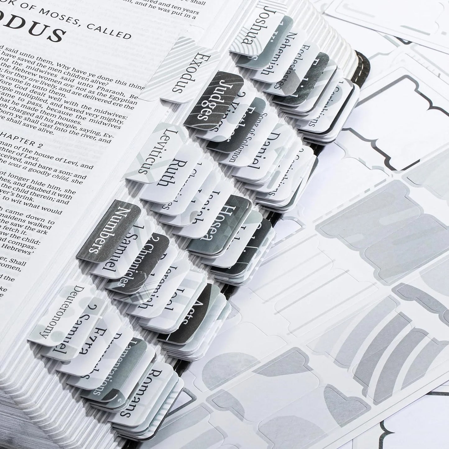 - Bible Tabs, 75 Tabs, Gray Theme, Laminated Bible Tabs for Women and Men