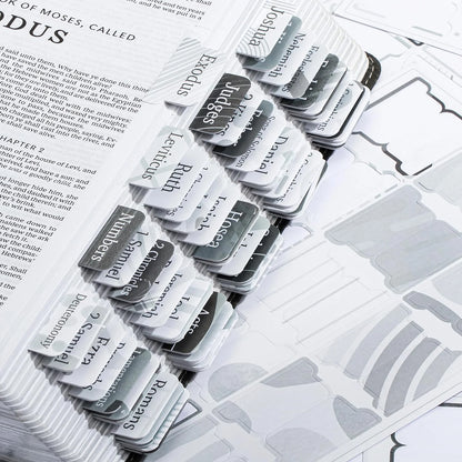 - Bible Tabs, 75 Tabs, Gray Theme, Laminated Bible Tabs for Women and Men