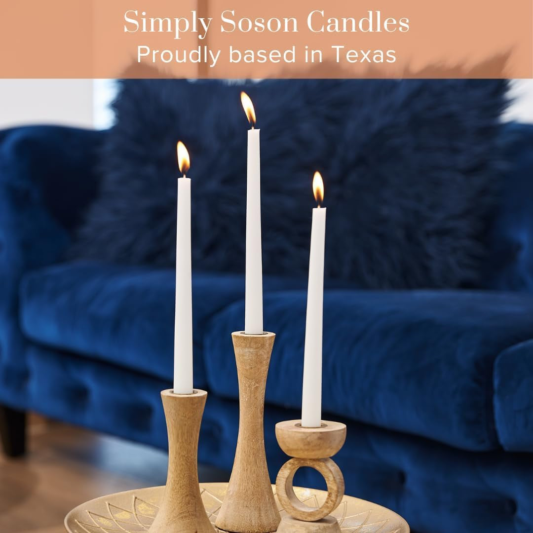 10 Inch White Taper Candle Sticks - Set of 30 Tall Candles, Dripless, Bulk