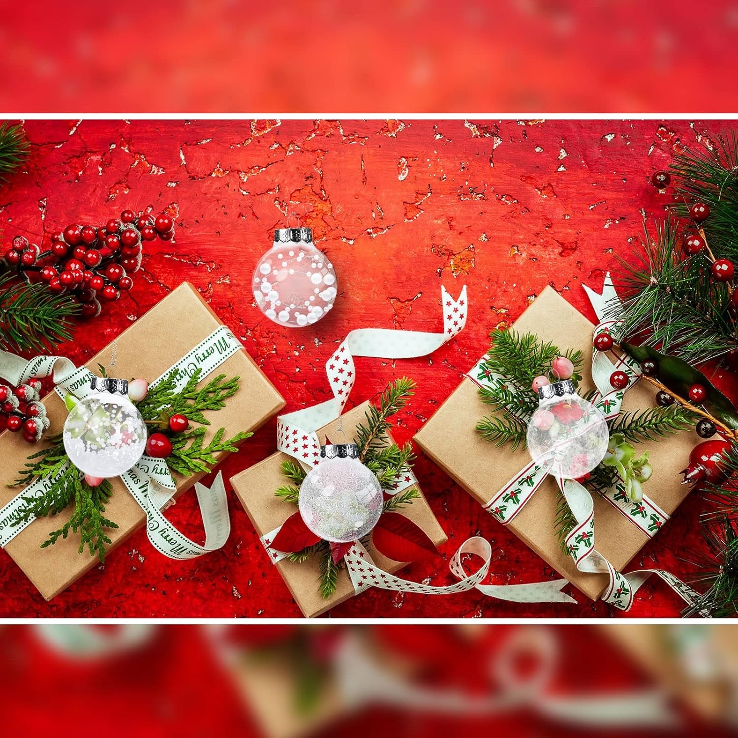 25 Pcs Christmas Ball Ornaments with Star Tree Topper Christmas Tree Decorations with 24 Pcs 2.36 Inch Plastic Ball Ornaments 1 Pack 5.91 Inch Xmas Star Treetop for Home Party(White)