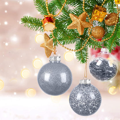 24 Pcs Christmas Decorations Ornaments, 4 Styles Sliver Christmas Tree Balls, 2.76 Inches Shatterproof Ornaments Set for Outdoor Indoor Holiday Wedding Party