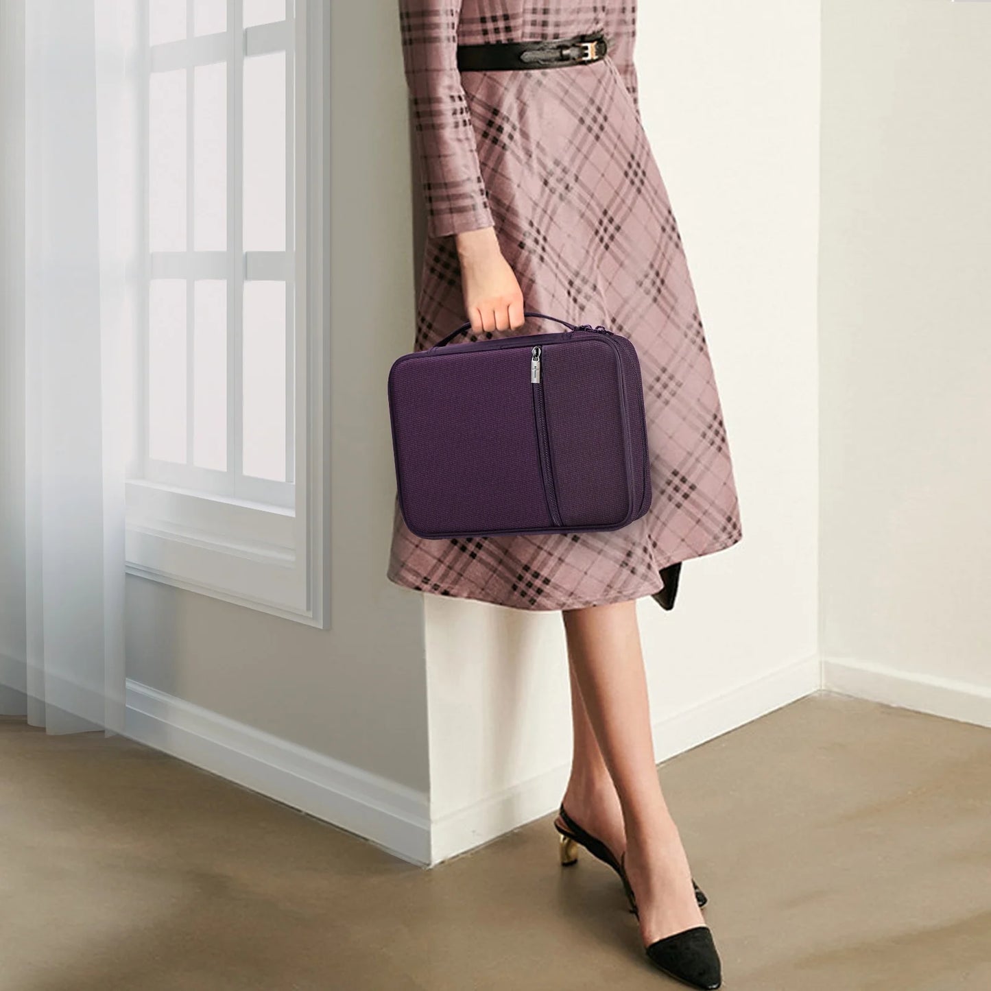 Bible Cover, Carrying Book Case Church Bag Bible Protective with Handle and Zippered Pocket, Perfect Gift for Men Women Father, Purple