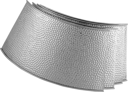 4-Panel Christmas Tree Collar - Metal Holiday Skirt Decor - Water Base Protection from Pets (Silver - Hammered)