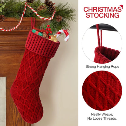 6Pcs Christmas Stockings, Large Xmas Stockings Double-Sided 18 Inches Fireplace Stockings for Family Christmas Decorations (Red,White)