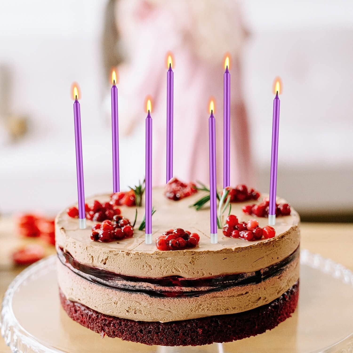 48 - Count Birthday Candles Long Thin Cake Candles - Birthday Candles, Birthday Parties, Wedding Decorations, Party Candles (Purple)