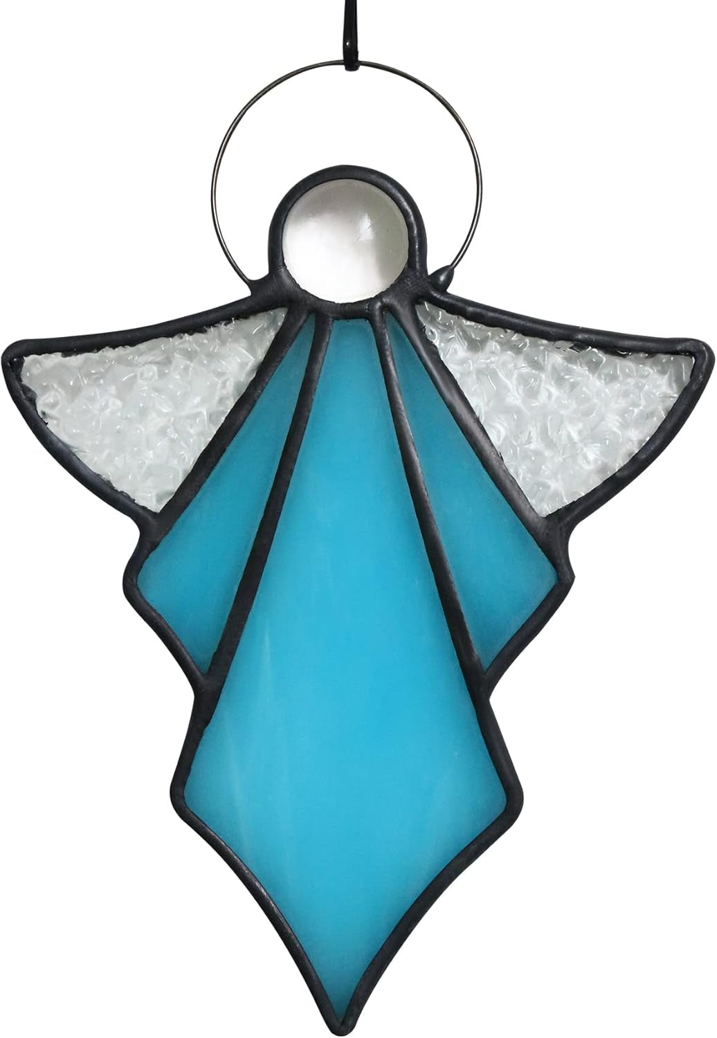 Angel Ornament Stained Glass Window Hangings Ornament Holiday Decor Memorial Remembrance Sympathy Gifts,Angel Gifts for Women(Blue) 5.5"×3.9"